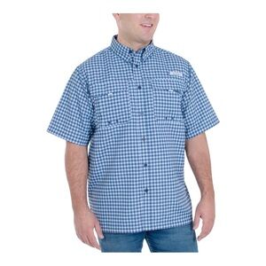 HABIT Mens Size Medium Short Sleeve Vented 40+ Plaid Button Front Fishing Shirt